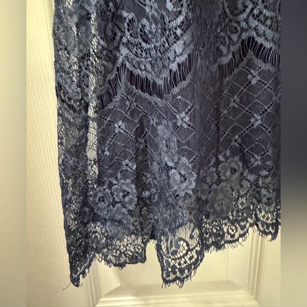 Maurices Navy Lace Tank Top 2X Sheer Layering Boho Scalloped Hem - Picture 3 of 5